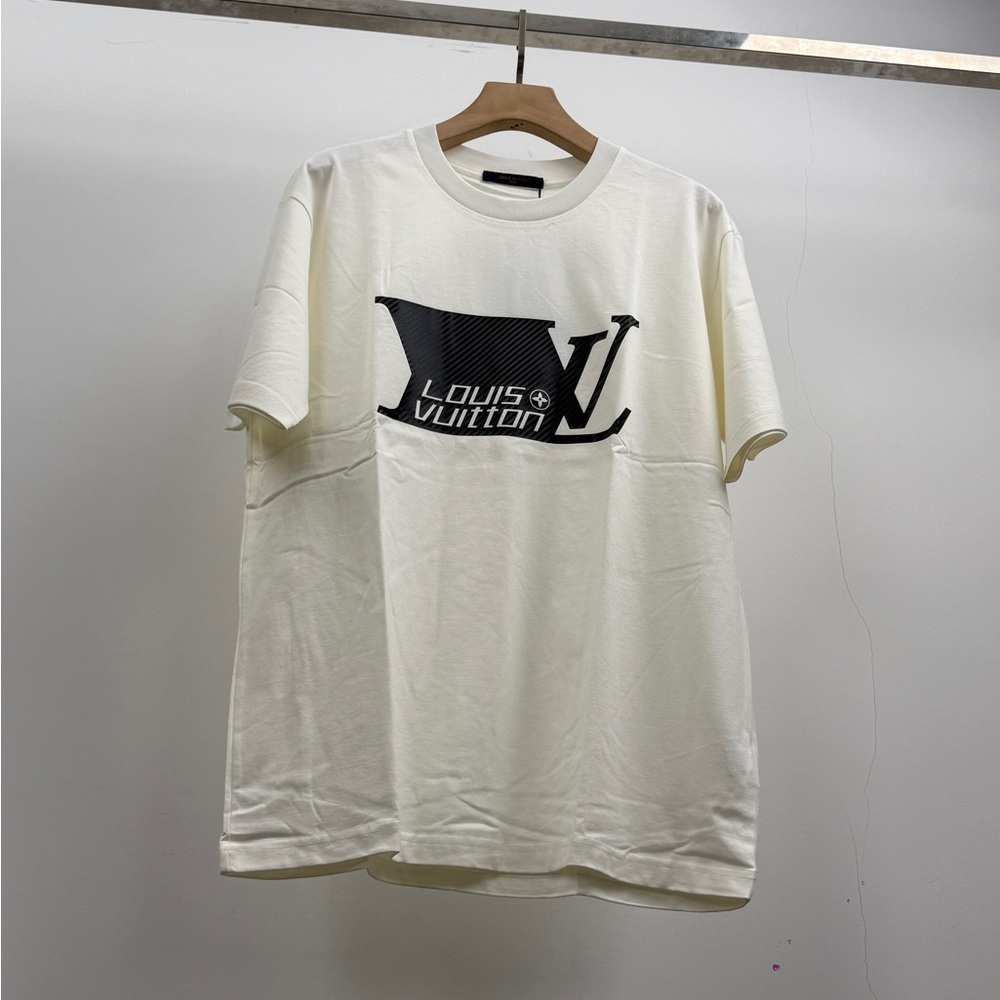 Louis Vuitton Cream Short-Sleeve Logo Tee with Black Graphic - Picture 1 of 7